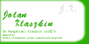 jolan klaszkin business card